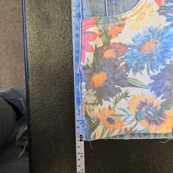 Vintage Paris Blues Floral Denim High-Waisted Retro Soft Girl Shorts 27 Rare - Picture 8 of 8